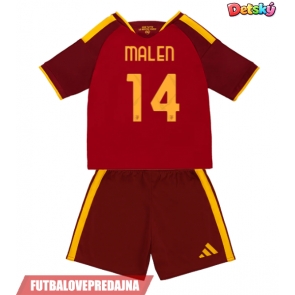 Lacne Dětský Futbalové dres AS Roma Donyell Malen #14 2026-27 Krátky Rukáv - Domáci (+ trenírky)